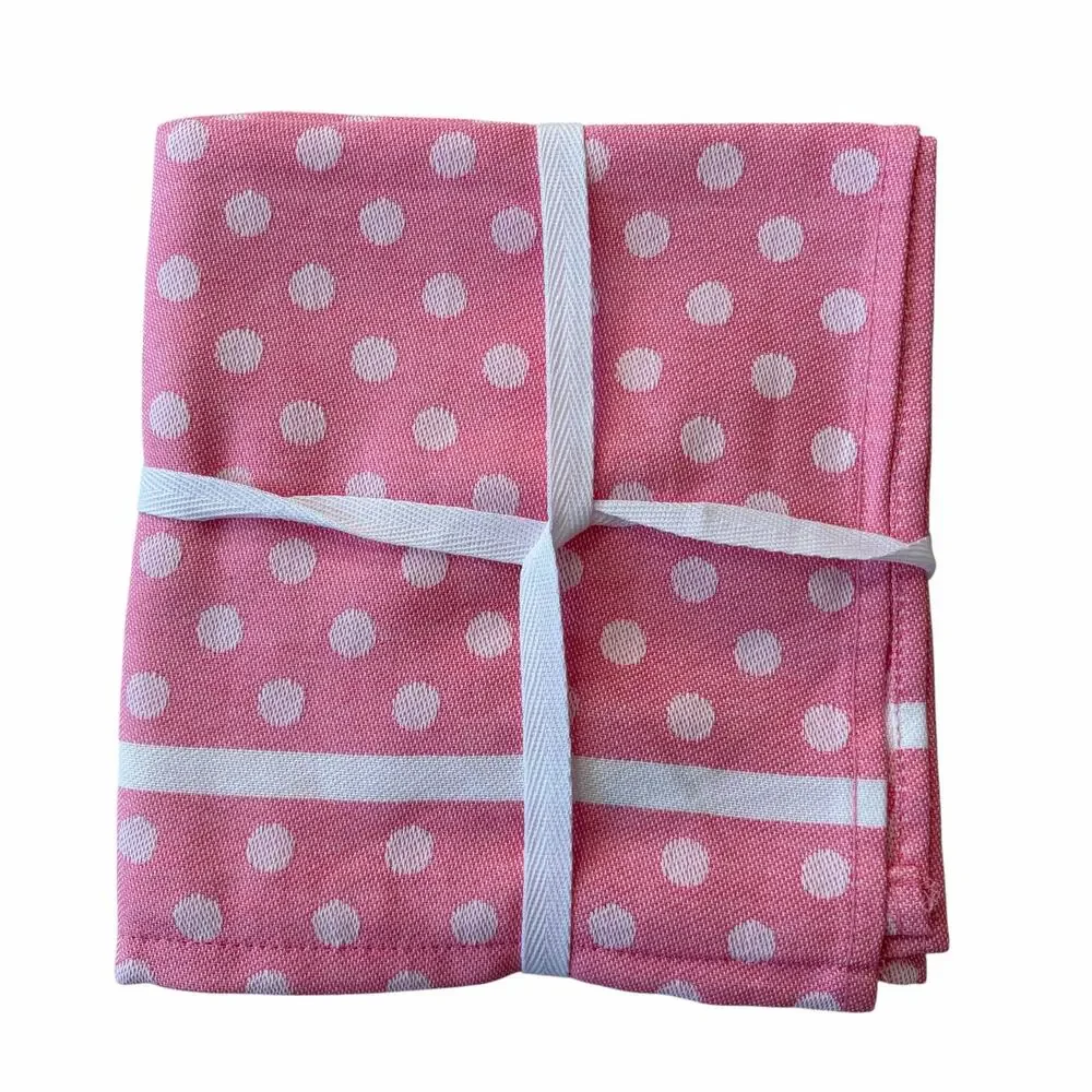 Pink Polka Dot Cotton Tea Towel 20x28 Made In Portugal Chic Kitchen New